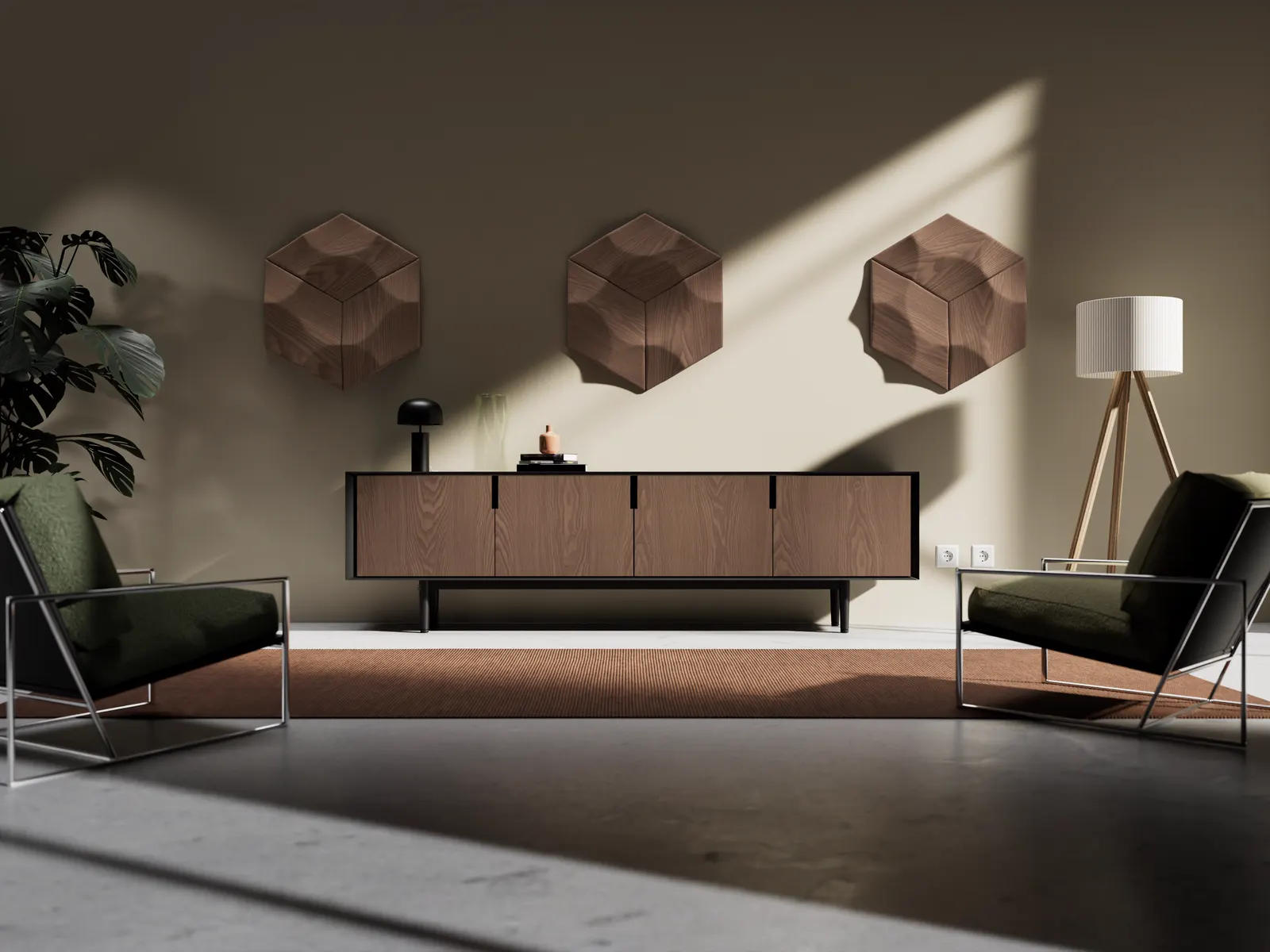 Wohnzimmer mit Sideboard, Dekor WD409