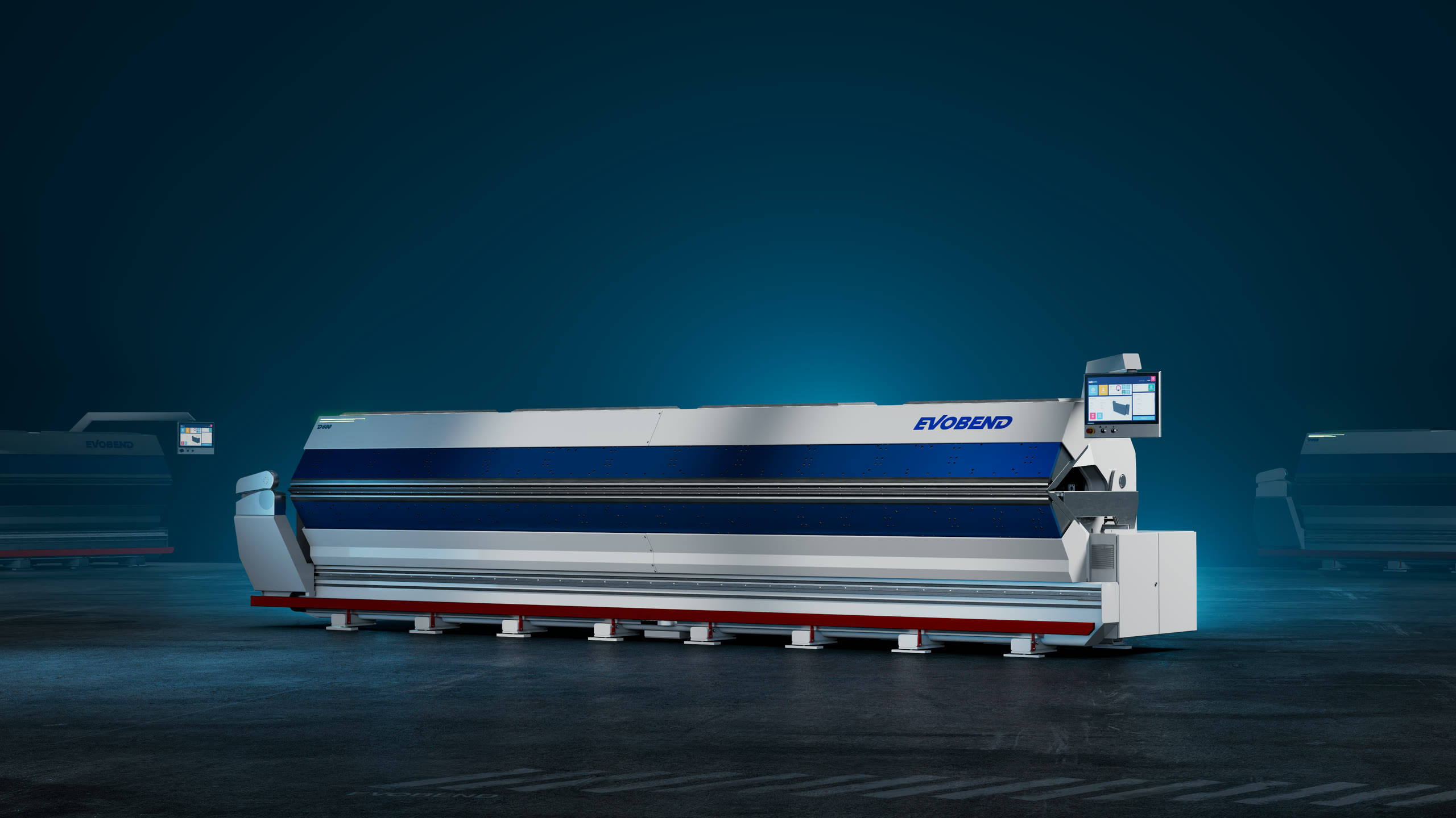 EVOBEND D600 schräg von vorn mit Bedienterminal, 3D-Rendering
